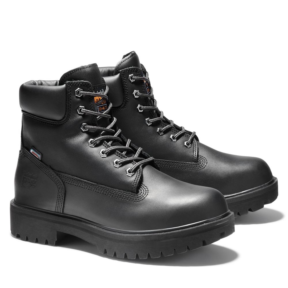 Timberland Mens Pro Boots Direct Attach 6\" Steel Toe - Black - India WB9421705